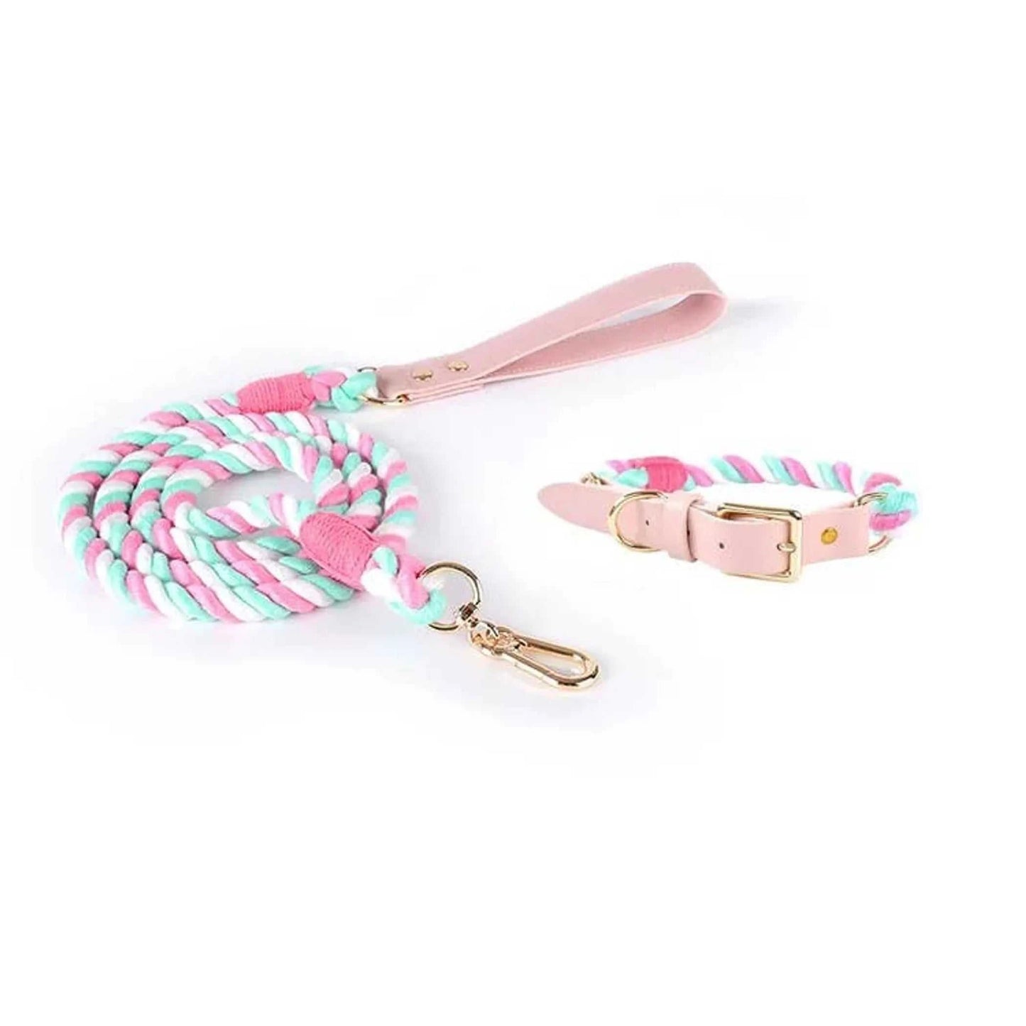 Luxe Royal Leather Rope Leash and Collar Set - Size: | Pack Of: 1