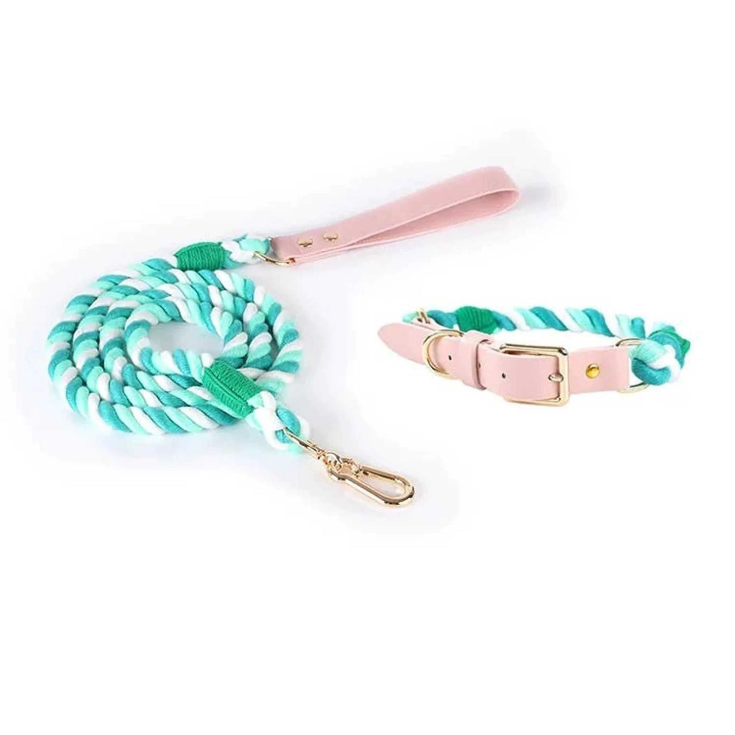 Luxe Royal Leather Rope Leash and Collar Set - Size: | Pack Of: 1
