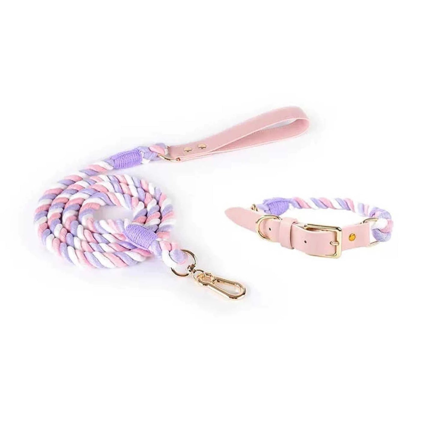 Luxe Royal Leather Rope Leash and Collar Set - Size: | Pack Of: 1