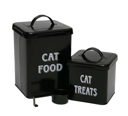 Morezi Cat Food Storage Container Set with Scoop and Tight Fitting Lids in Black.